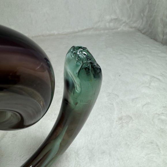 Vintage Murano Style Hand Blown Trumpet Coil pedestal Purple Art Glass Sculpture - Picture 5 of 10